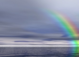 overcast landscape. rainbow