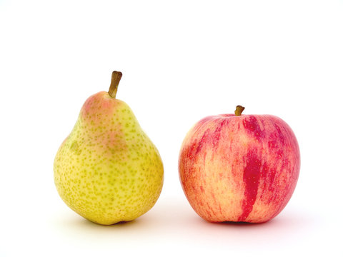 red apple & yellow pear