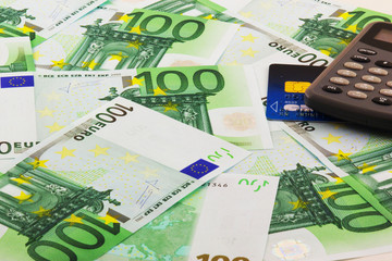 Calculator and euro banknotes