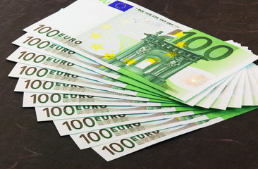 100 euro banknotes stocked in fan