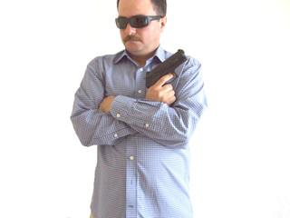 man with handgun