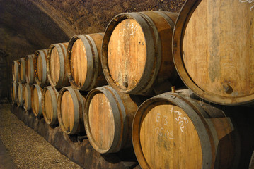 old vassels in wine cave