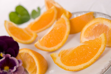 Fototapeta na wymiar orange slices on plate