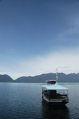 boat at maninjau lake , sumatra , indonesia