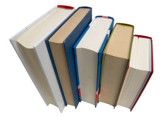 line of books isolated on white