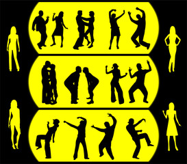 dancing people silhouettes