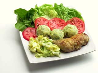 dinner dish with chicken leg