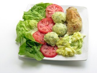 dinner dish with chicken meat and vegetables