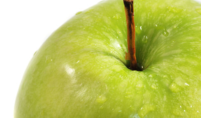 wet apple close up