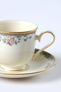close up of fine china cup and saucer