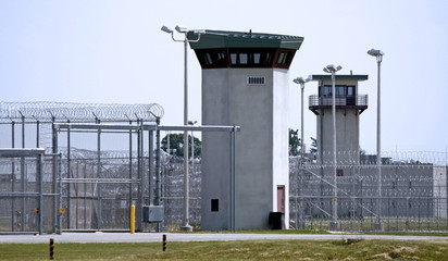prison - guard tower - obrazy, fototapety, plakaty