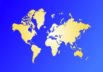 Fototapeta na wymiar yellow toned world map