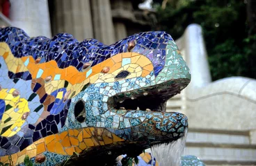 Crédence de cuisine en verre imprimé Barcelona barcelona lizard fountain