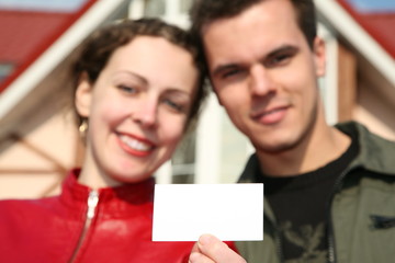 couple with blank card