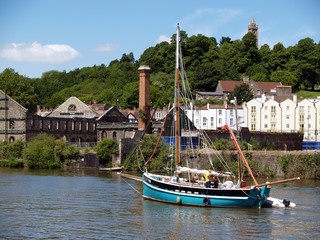 yacht in city