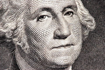 george washington close up from one dollar bill - obrazy, fototapety, plakaty