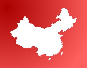 detailed map of china on red background