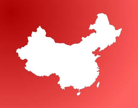 Fototapeta detailed map of china on red background