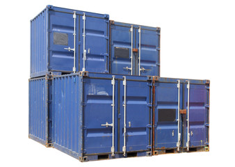 ship cargo containers, isolated on a white backgro