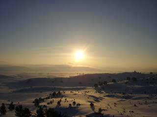 Naklejka premium dawn on snow