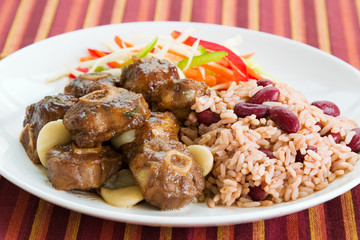 oxtail curry with rice - caribbean style