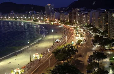 Crédence de cuisine en verre imprimé Copacabana, Rio de Janeiro, Brésil rio de janeiro- plage de copacabana la nuit