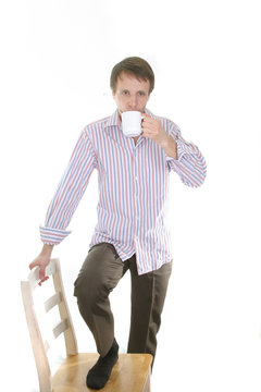 man drinking tea
