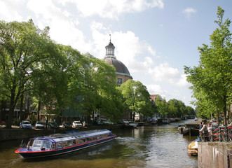 boatride along an amsterdam canal