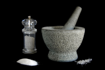 pestle & mortar with salt mill