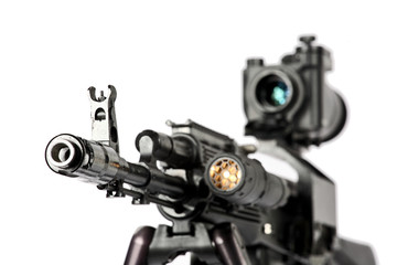 machine gun kalashnikov on the tripod and optical