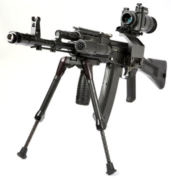 machine gun kalashnikov on the tripod and optical