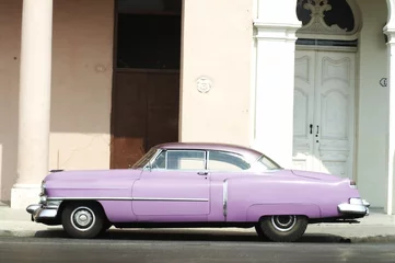 Plexiglas keuken achterwand Cubaanse oldtimers Amerikaanse klassieke auto& 39 s