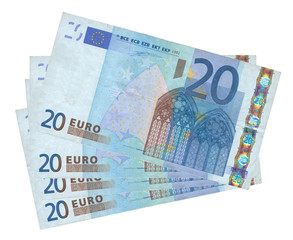 four euro banknotes