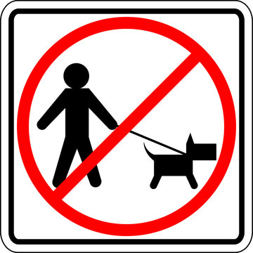 dog walk prohibited sign