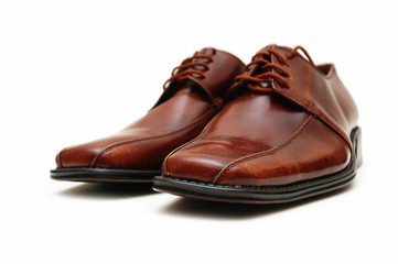 brown male shoes isolated on the white