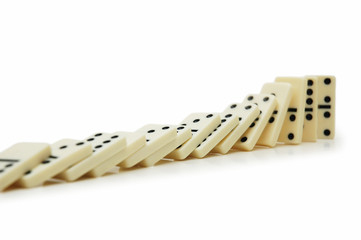 domino effect - dominos isolated  on the white