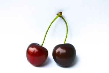 red cherry on white