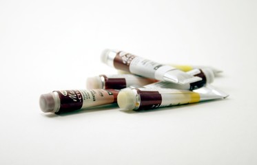 set of the artist - paints multi-coloured in tubes
