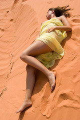 Woman on pink sands