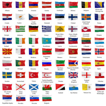 All european flags - 3d illustration