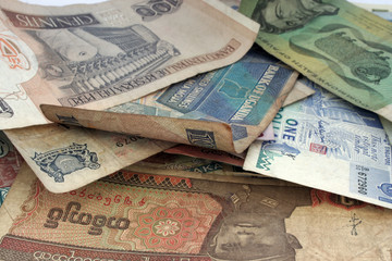 business concept - with many coins of different co