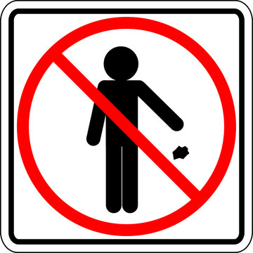 throwing trash prohibited sign