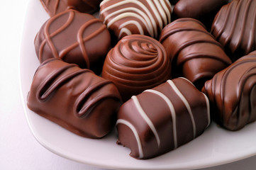 chocolate candies in a dish
