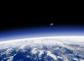 Naklejka na ściany i meble Horyzont Ziemi widziana z kosmosu