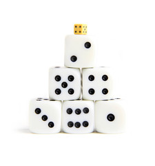 six white one yellow