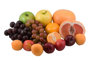 Fresh fruits on white background