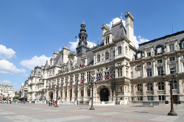 Fototapeta na wymiar Hotel de Ville. City Hall of Paris