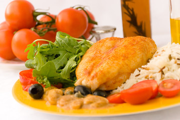 Gebratenes Hähnchen-Hühnerbrust  mit Wildreis 4