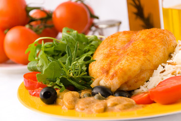 Gebratenes Hähnchen-Hühnerbrust  mit Wildreis 5