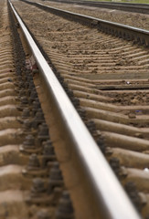 suburban railway, rail close up